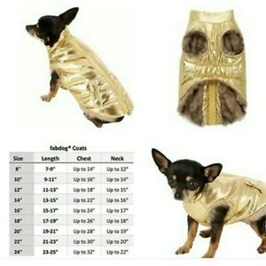 GOLD Doggie Metallic Waterproof Puffer Jacket 18"